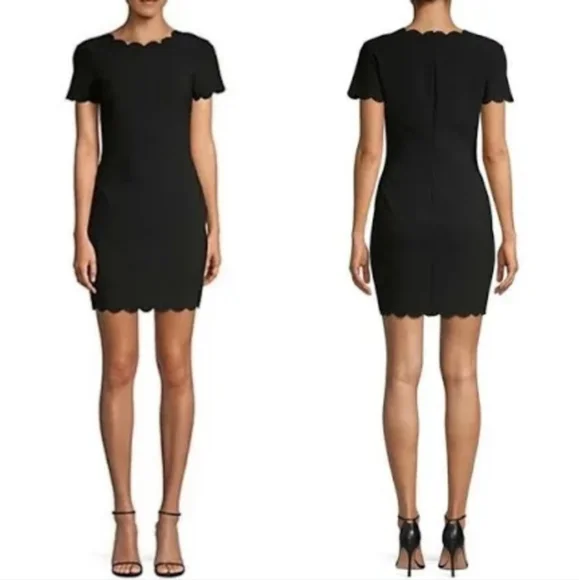 Likely Scalloped Edge Bodycon Little Black Dress Size 12 - Picture 2 of 7